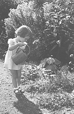 gardening in 1954, at the age of two-and-a-half